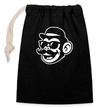 Monkey Mustache Funny - Closable cotton gift bag (14x20cm) - black - Front