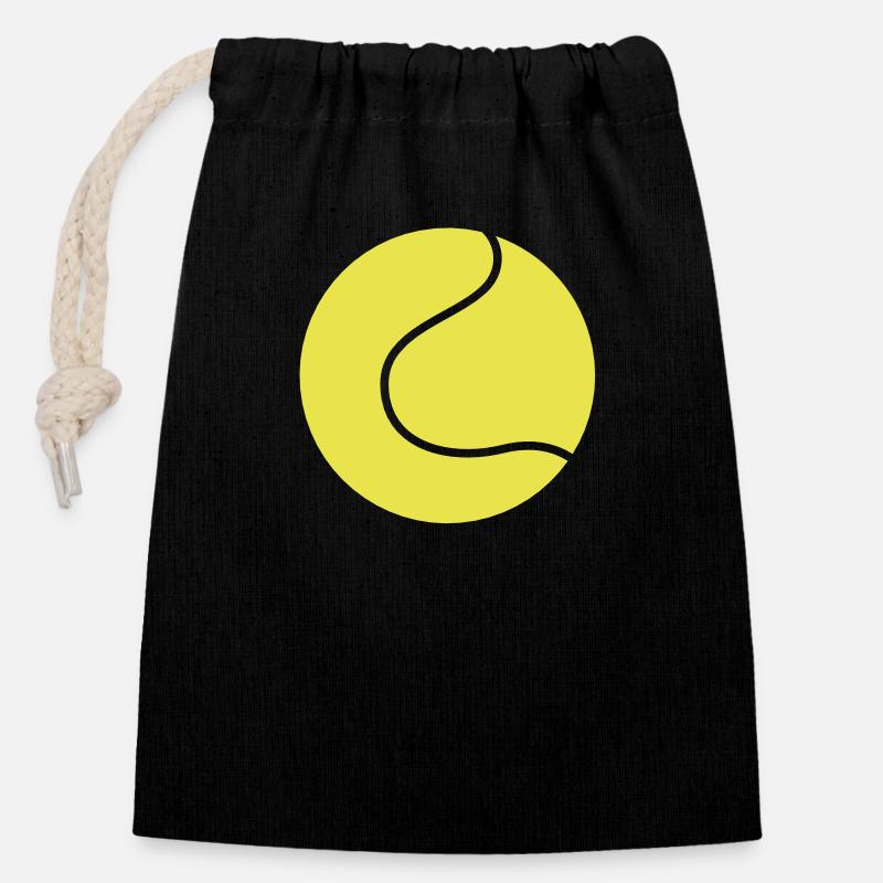 définir la forme de la simple balle de tennis - Sac cadeau en coton avec cordon (14 x 20 cm) - noir