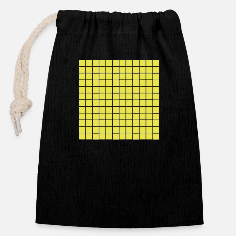 many squares - Closable cotton gift bag (14x20cm) - black