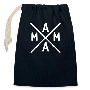 Maman - Sac cadeau en coton avec cordon (14 x 20 cm) - bleu marine - Devant