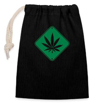 Weed Zone Notice - Closable cotton gift bag (14x20cm) - black - Front