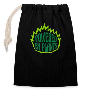 Powered by plants - Closable cotton gift bag (14x20cm) - black - Front