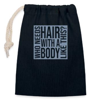 Who Needs Hair Spruch - Verschließbarer Geschenkbeutel aus Baumwolle (14x20cm) - Navy - Vorne