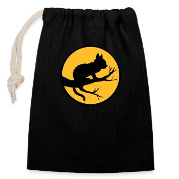 Arbre de lune de chat noir - Sac cadeau en coton avec cordon (14 x 20 cm) - noir - Devant