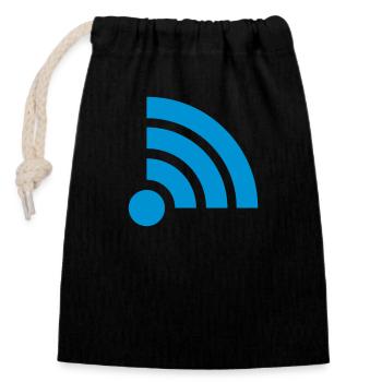 Icon connection good Wifi - Closable cotton gift bag (14x20cm) - black - Front