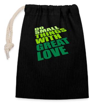 Citation faire de petites choses - Sac cadeau en coton avec cordon (14 x 20 cm) - noir - Devant