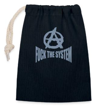 Fuck the system anarchy - Closable cotton gift bag (14x20cm) - navy - Front