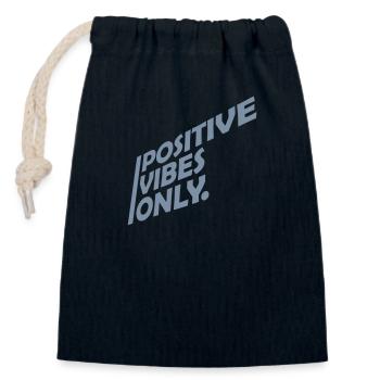 Vibrations positives textuelles uniquement - Sac cadeau en coton avec cordon (14 x 20 cm) - bleu marine - Devant