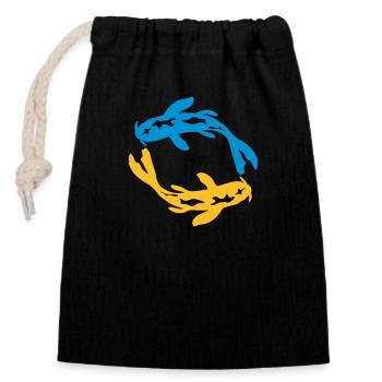 Design Nishikigoi Koi Circle - Closable cotton gift bag (14x20cm) - black - Front