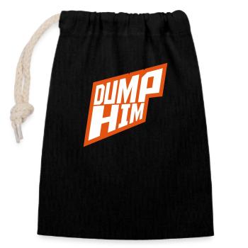 dump him quote logo - Closable cotton gift bag (14x20cm) - black - Front