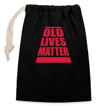 Citation Old Lives Matter - Sac cadeau en coton avec cordon (14 x 20 cm) - noir - Devant
