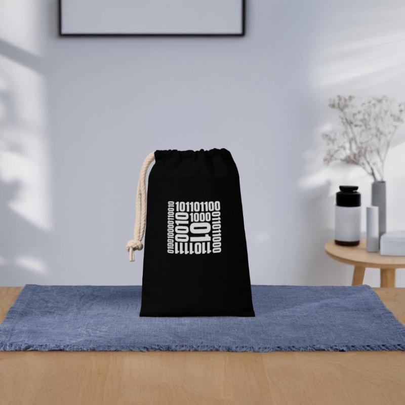 Langage de programme de code binaire Sac cadeau en coton avec cordon (14 x 20 cm)
