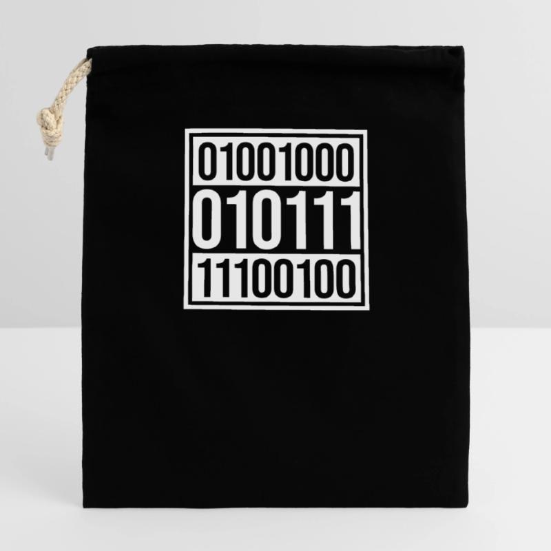 Langage de programme de code binaire Sac cadeau en coton avec cordon (14 x 20 cm)