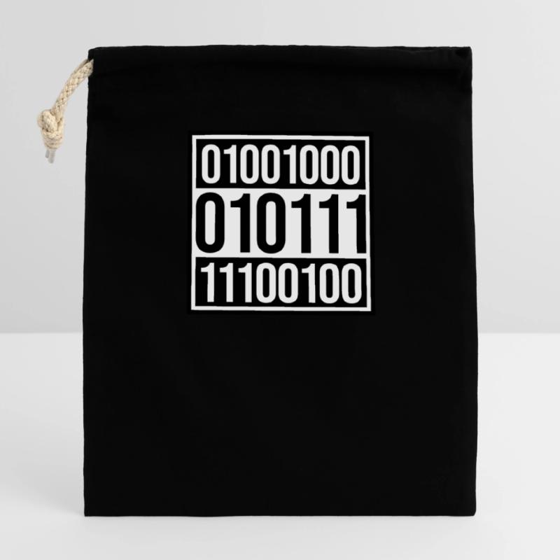 Langage de programme de code binaire Sac cadeau en coton avec cordon (14 x 20 cm)