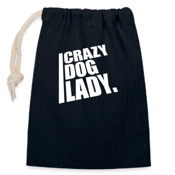 crazy dog lady quote - Closable cotton gift bag (14x20cm) - navy - Front