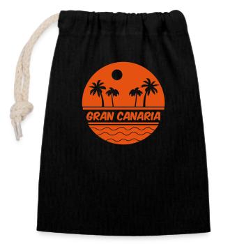 Gran Canaria - Closable cotton gift bag (14x20cm) - black - Front