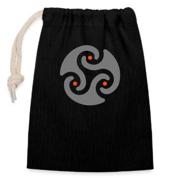 Logo de Wave - Sac cadeau en coton avec cordon (14 x 20 cm) - noir - Devant