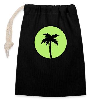 Conception de palmiers - Sac cadeau en coton avec cordon (14 x 20 cm) - noir - Devant
