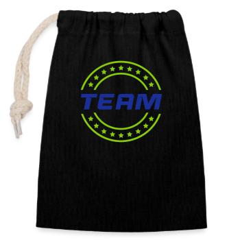 team - Closable cotton gift bag (14x20cm) - black - Front