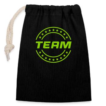 team - Closable cotton gift bag (14x20cm) - black - Front