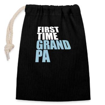 First Time Grandpa Best Grandpa Grandpa Love Grandpa - Closable cotton gift bag (14x20cm) - black - Front