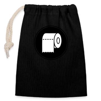 Papier toilette Icône de papier toilette - Sac cadeau en coton avec cordon (14 x 20 cm) - noir - Devant