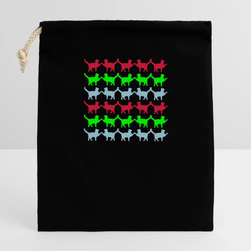 Many Cats Pattern Paws Hands Tail Greeting Closable cotton gift bag (14x20cm)