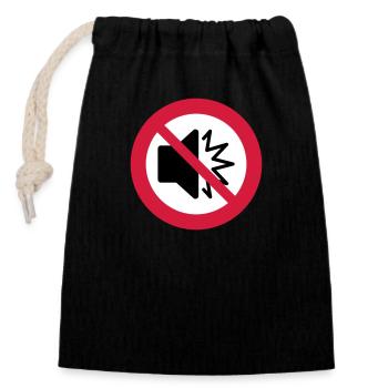 No sound - silent - mute - do not disturb - autism - Closable cotton gift bag (14x20cm) - black - Front