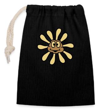 Petite fleur de tournesol visage heureux drôle - Sac cadeau en coton avec cordon (14 x 20 cm) - noir - Devant