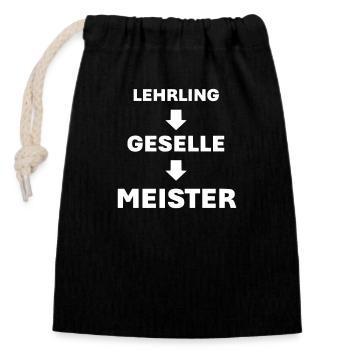 Lehrling Geselle Meister - Verschließbarer Geschenkbeutel aus Baumwolle (14x20cm) - Schwarz - Vorne