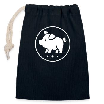 Porc Porcelet Truie Symbole - Sac cadeau en coton avec cordon (14 x 20 cm) - bleu marine - Devant