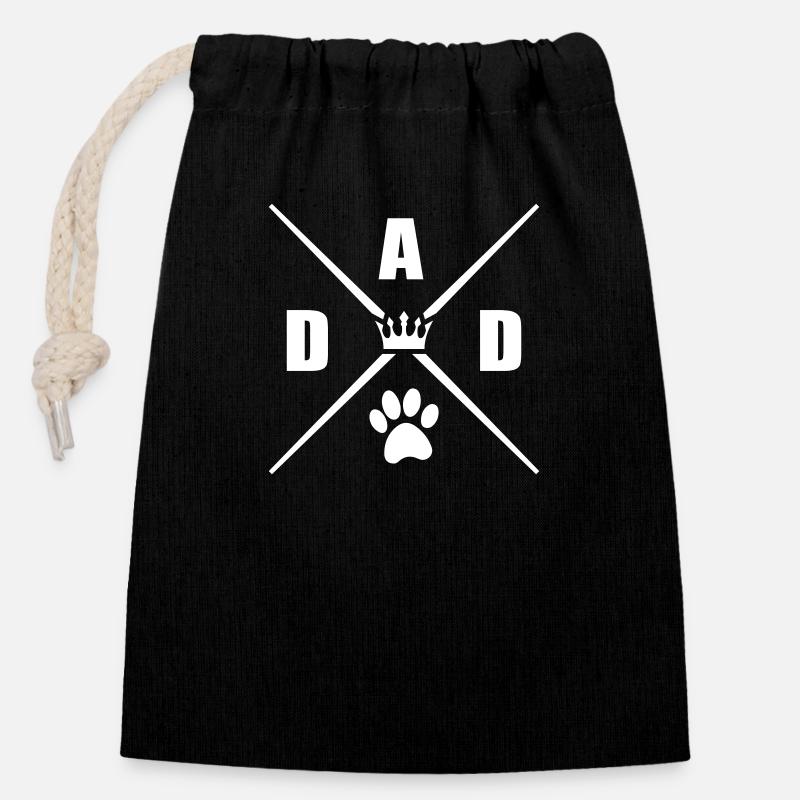 dog dad - Verschließbarer Geschenkbeutel aus Baumwolle (14x20cm) - Schwarz