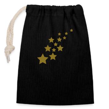 stars - Closable cotton gift bag (14x20cm) - black - Front