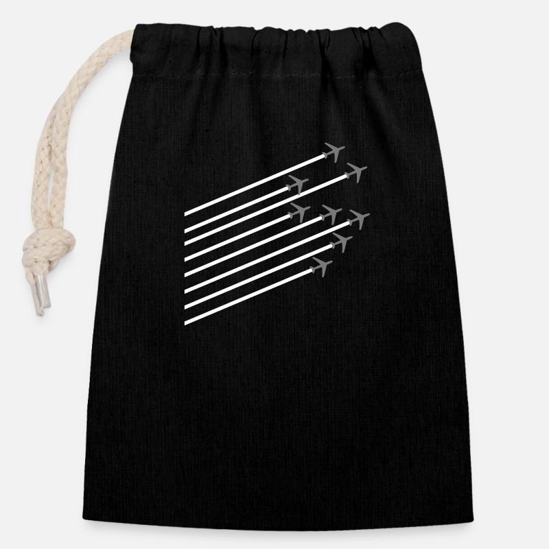 Airplane - Closable cotton gift bag (14x20cm) - black