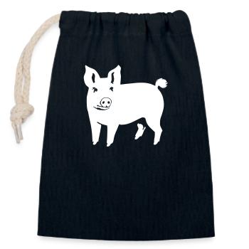 porc doux porc porc animal vecteur 02 - Sac cadeau en coton avec cordon (14 x 20 cm) - bleu marine - Devant