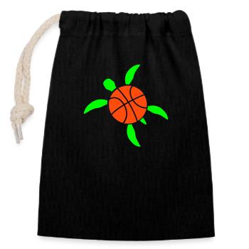 Schildkröte Basketball spielen Verein Ball Hobby - Verschließbarer Geschenkbeutel aus Baumwolle (14x20cm) - Schwarz - Vorne