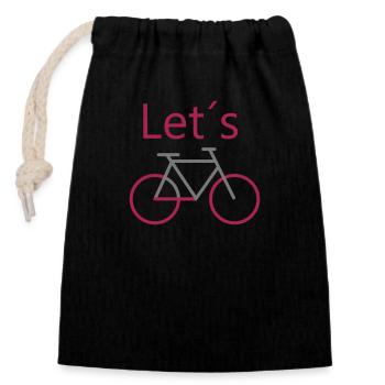let´s go fahrrad - Verschließbarer Geschenkbeutel aus Baumwolle (14x20cm) - Schwarz - Vorne