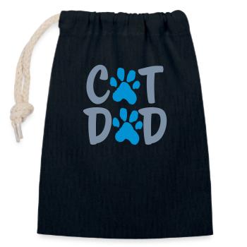 Logo de patte Chat Papa - Sac cadeau en coton avec cordon (14 x 20 cm) - bleu marine - Devant