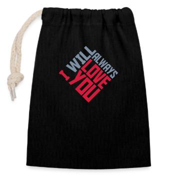I will always love - Closable cotton gift bag (14x20cm) - black - Front