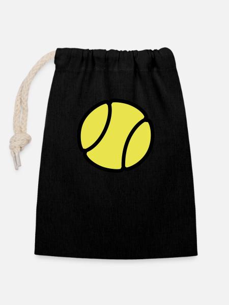 Tennisball - Verschließbarer Geschenkbeutel aus Baumwolle (14x20cm) - Schwarz