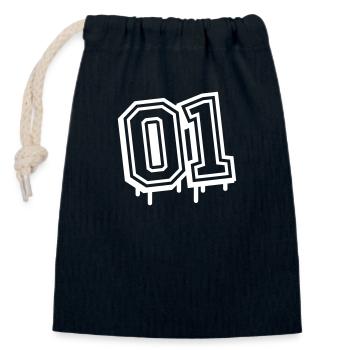 01 One Number - Closable cotton gift bag (14x20cm) - navy - Front