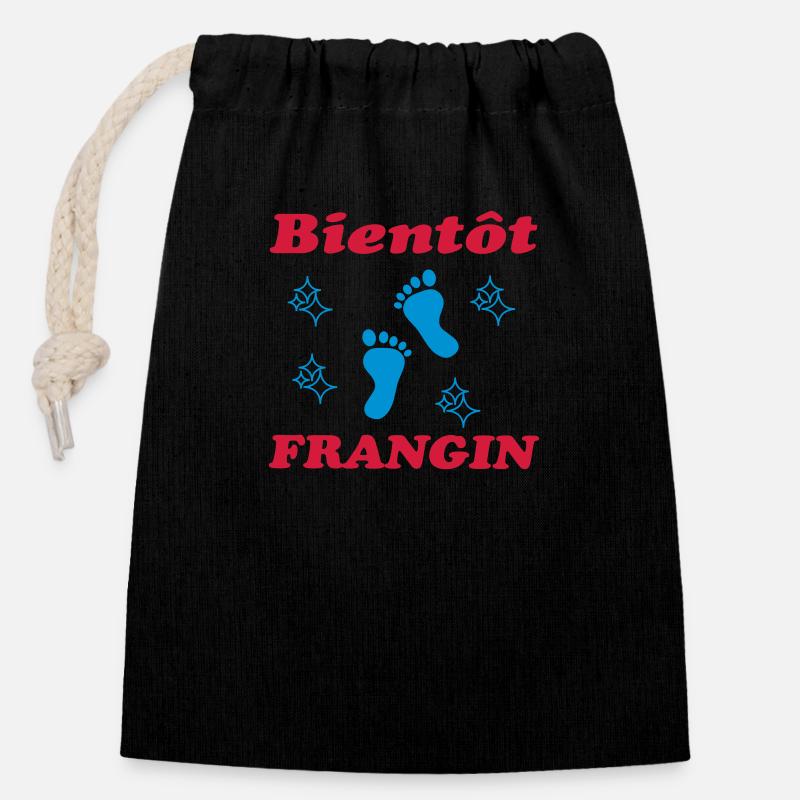 BIENTOT FRANGIN - Sac cadeau en coton avec cordon (14 x 20 cm) - noir
