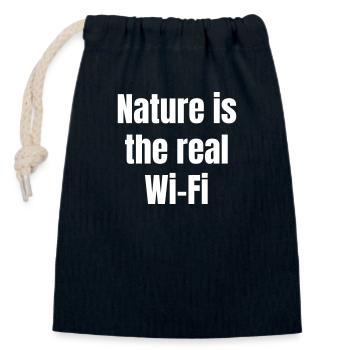 Nature is the real Wi-Fi - Closable cotton gift bag (14x20cm) - navy - Front