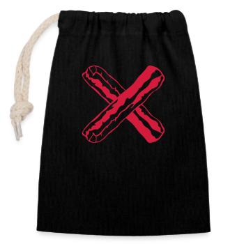 fleisch kreuz x bacon schinken lecker hunger grill - Verschließbarer Geschenkbeutel aus Baumwolle (14x20cm) - Schwarz - Vorne