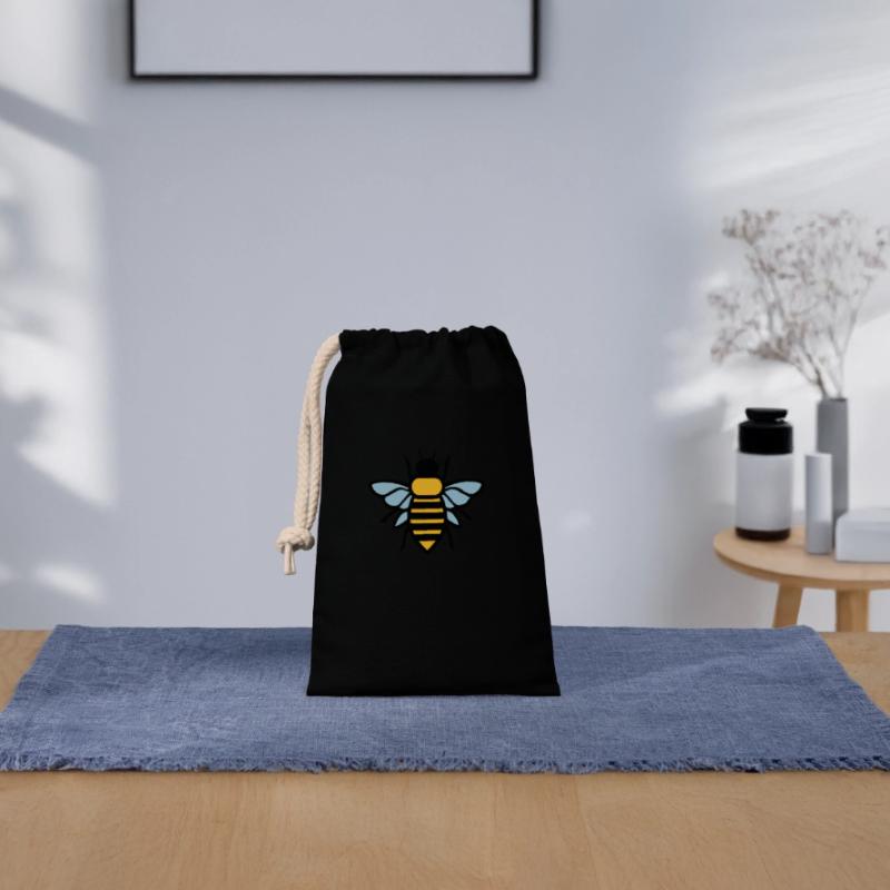 bee Closable cotton gift bag (14x20cm)