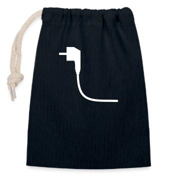 Stecker und Steckdose Fasching Kostüm - Verschließbarer Geschenkbeutel aus Baumwolle (14x20cm) - Navy - Vorne