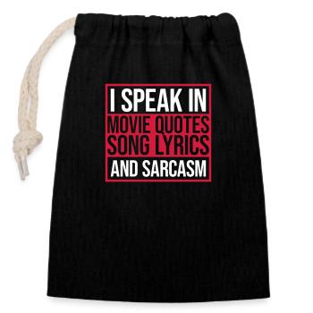parler des paroles et du sarcasme - Sac cadeau en coton avec cordon (14 x 20 cm) - noir - Devant