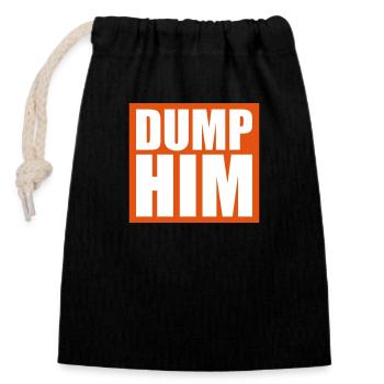 dump him quote logo - Closable cotton gift bag (14x20cm) - black - Front