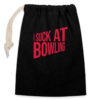 Je suis nul au bowling - Sac cadeau en coton avec cordon (14 x 20 cm) - noir - Devant