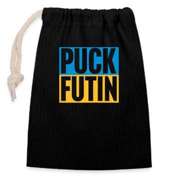 puck futin logo design - Closable cotton gift bag (14x20cm) - black - Front